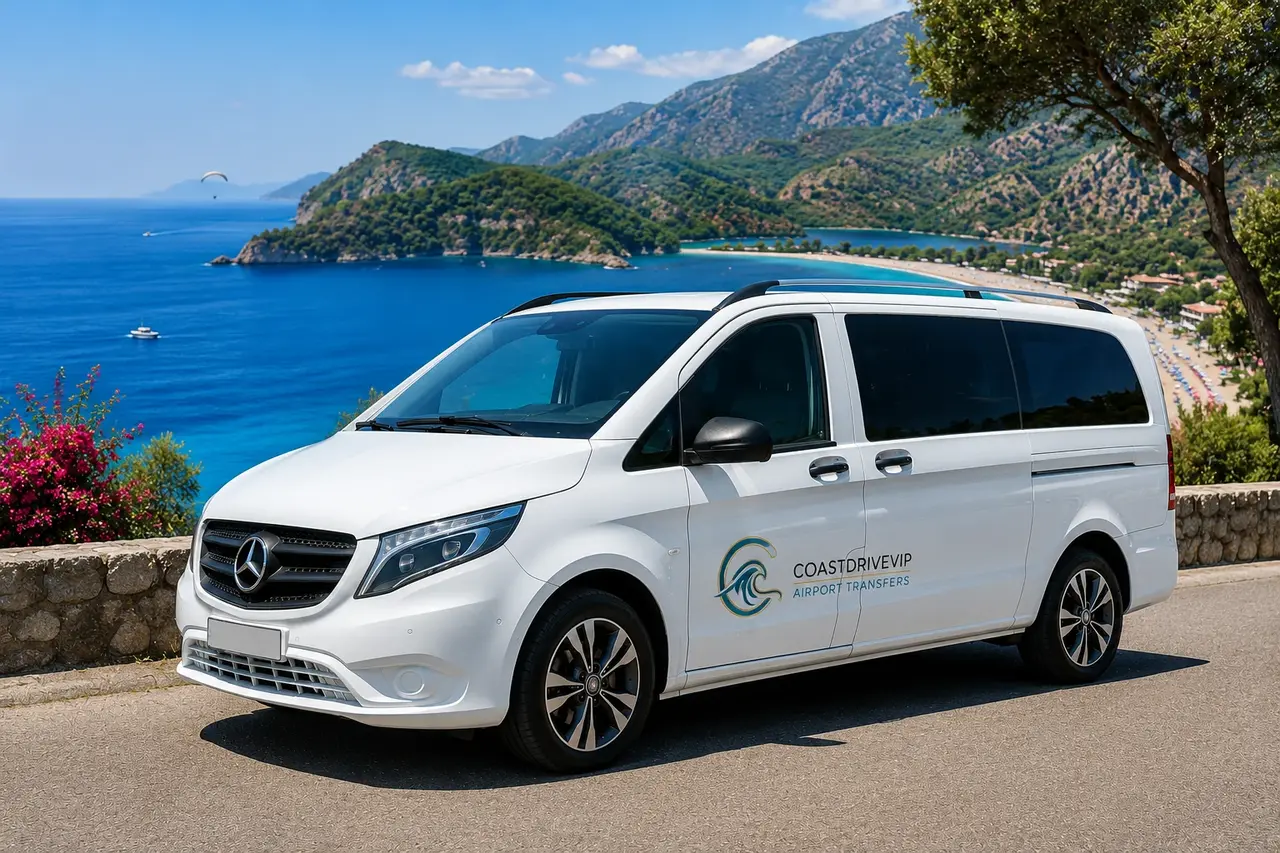 White Mercedes Vito overlooking Oludeniz